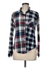 Paper Tee 100% Polyester Plaid Blue Long Sleeve Blouse Size M - photo 1