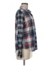 Paper Tee 100% Polyester Plaid Blue Long Sleeve Blouse Size M - photo 4