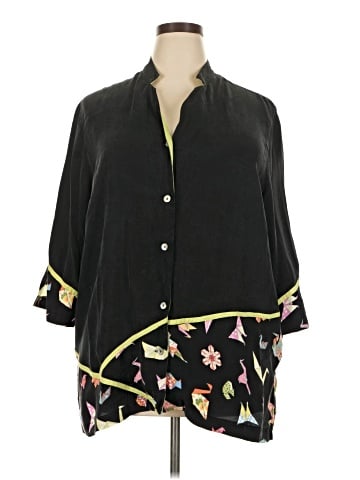 STUDIO BLUE 3/4 Sleeve Button-Down Shirt (view 1)