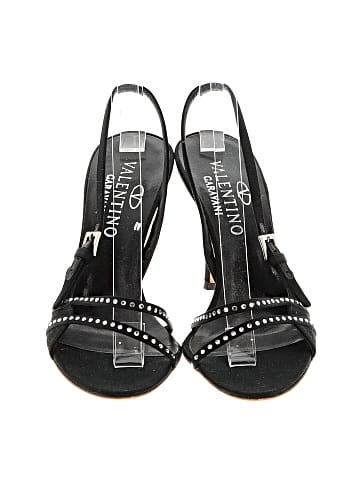 Valentino  black satin heeled sandals  (view 2)