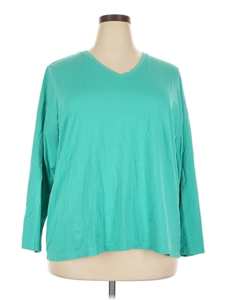 Pre-owned Lands' End 3/4 Sleeve T-shirt In Teal