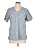 Travelsmith Checkered-gingham Blue Short Sleeve Blouse Size L - photo 1