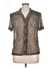 Kathie Lee 100% Polyester Animal Print Tan Short Sleeve Blouse Size 14 - photo 1