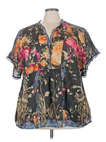 Johnny Was Short Sleeve Silk Top (view 1)