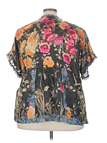 Johnny Was Short Sleeve Silk Top (view 2)