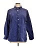 Appleseeds Blue 3/4 Sleeve Button-Down Shirt Size L - photo 1