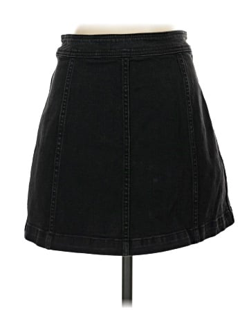 Madewell Stretch Denim A-Line Mini Skirt in Black Frost: Patch Pocket Edition (view 2)
