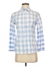 Persifor Checkered-gingham Blue 3/4 Sleeve Button-Down Shirt Size S - photo 1