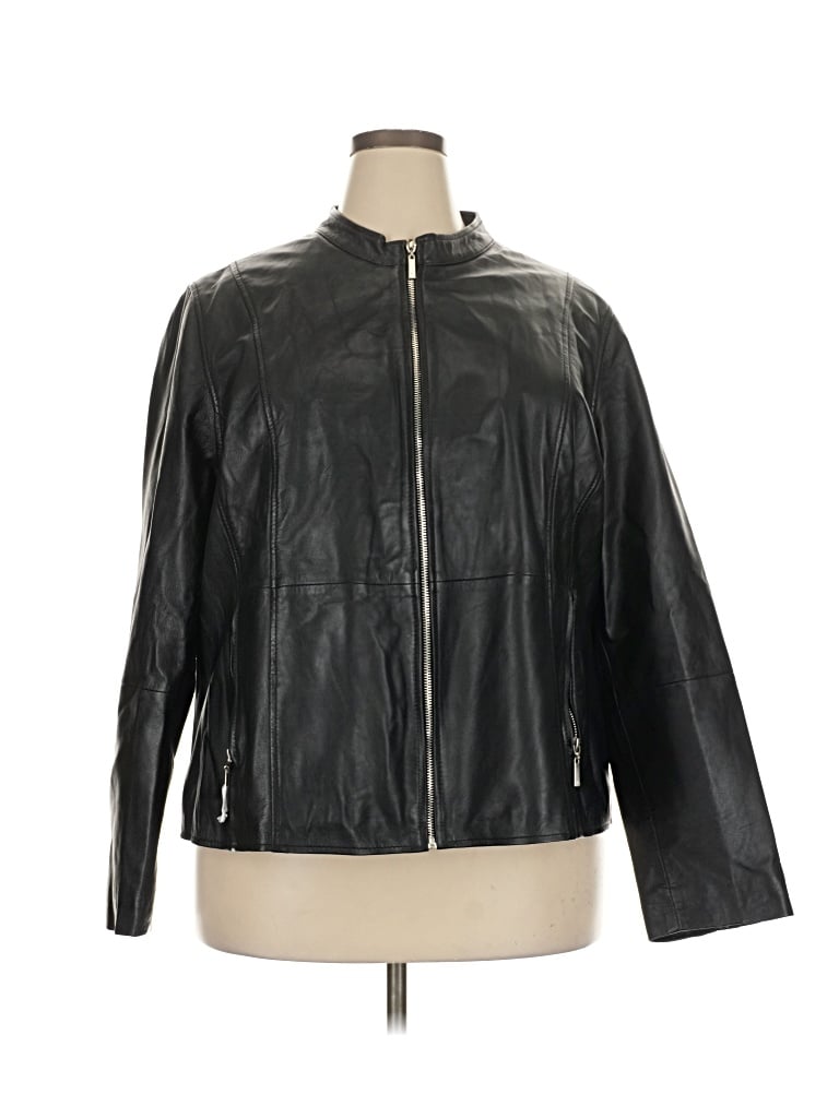 Jessica London Leather Jacket In Black