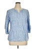 Chico's 100% Cotton Blue 3/4 Sleeve Blouse Size XL (3) - photo 1