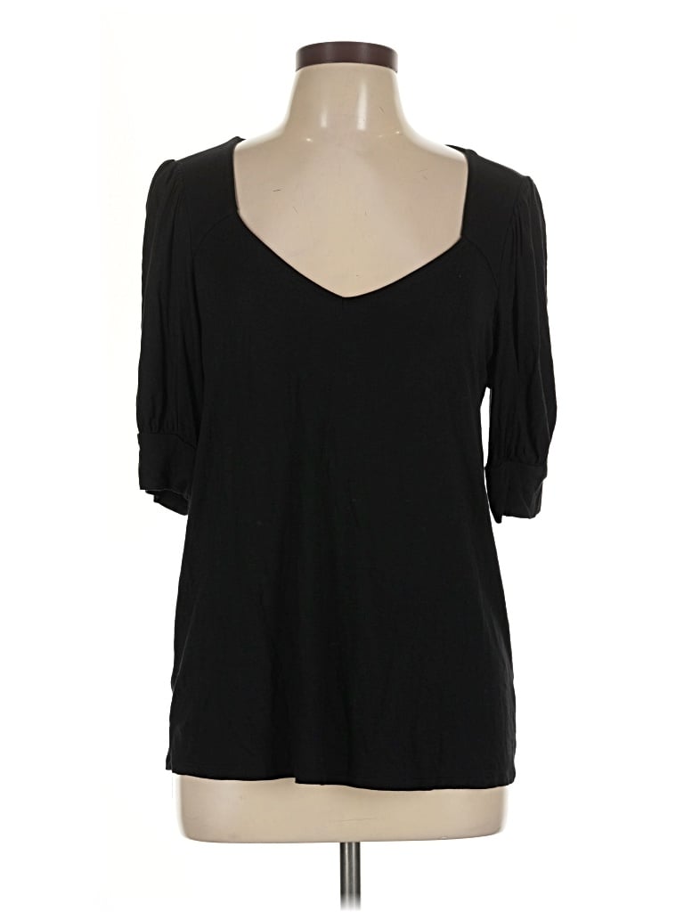 Pre-owned Gibson Look 3/4 Sleeve Top Black Cold Shoulder Neckline Tops