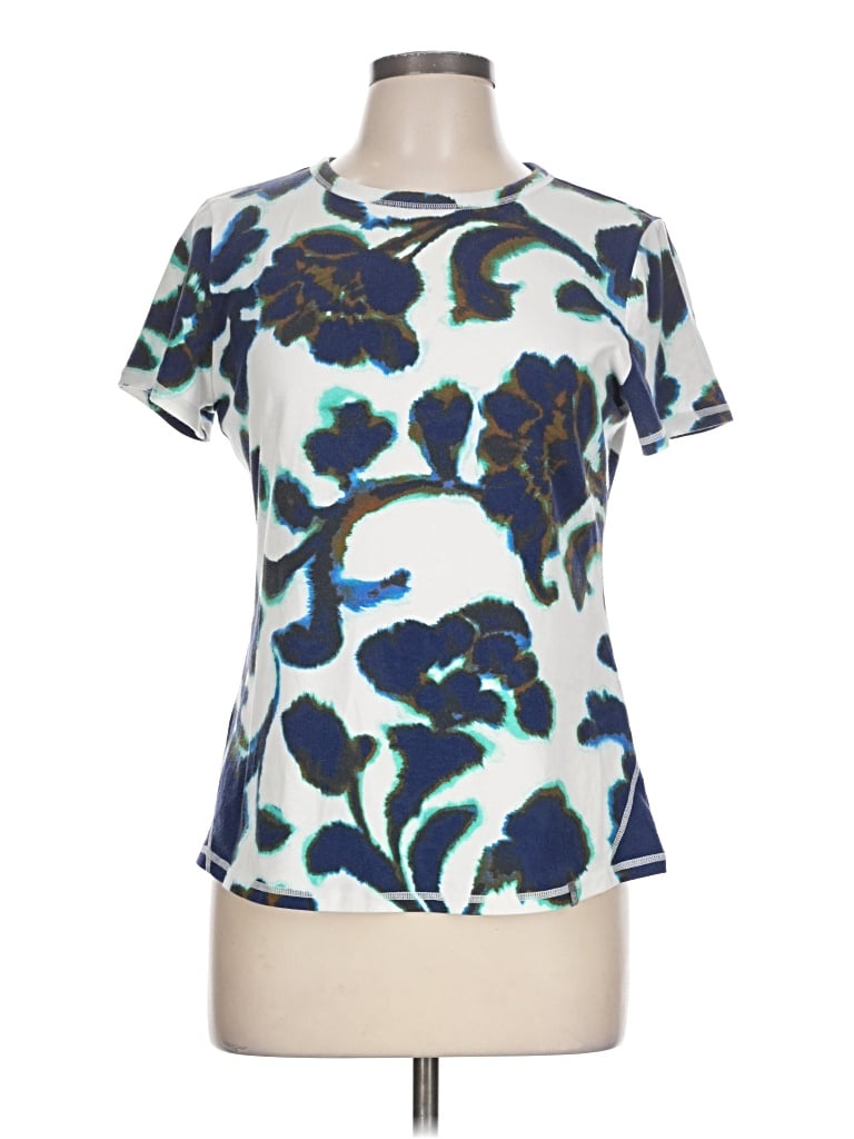 Pre-owned T By Talbots Short Sleeve Blouse In Blue