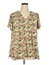 Rose + Olive 100% Polyester Floral Yellow Short Sleeve Blouse Size 2X - photo 1