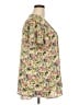 Rose + Olive 100% Polyester Floral Yellow Short Sleeve Blouse Size 2X - photo 4