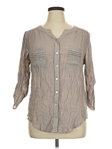I.N. Studio 3/4 Sleeve Button-Down Shirt (view 1)