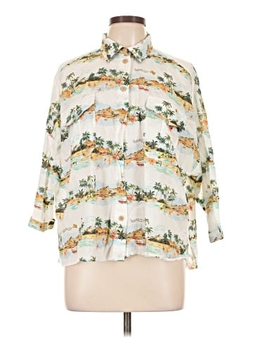 Zara 3/4 Sleeve Button-Down Shirt (view 1)