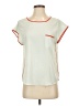 Zoa 100% Polyester Ivory Teal Short Sleeve Top Size XS - photo 1