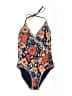 Boden Print Blue One Piece Swimsuit Size 4 - photo 1