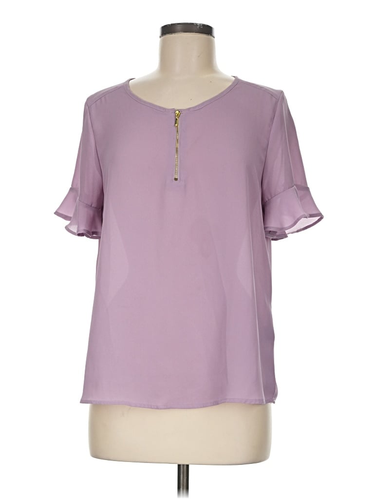 Pre-owned Harve Benard Short Sleeve Blouse In Purple