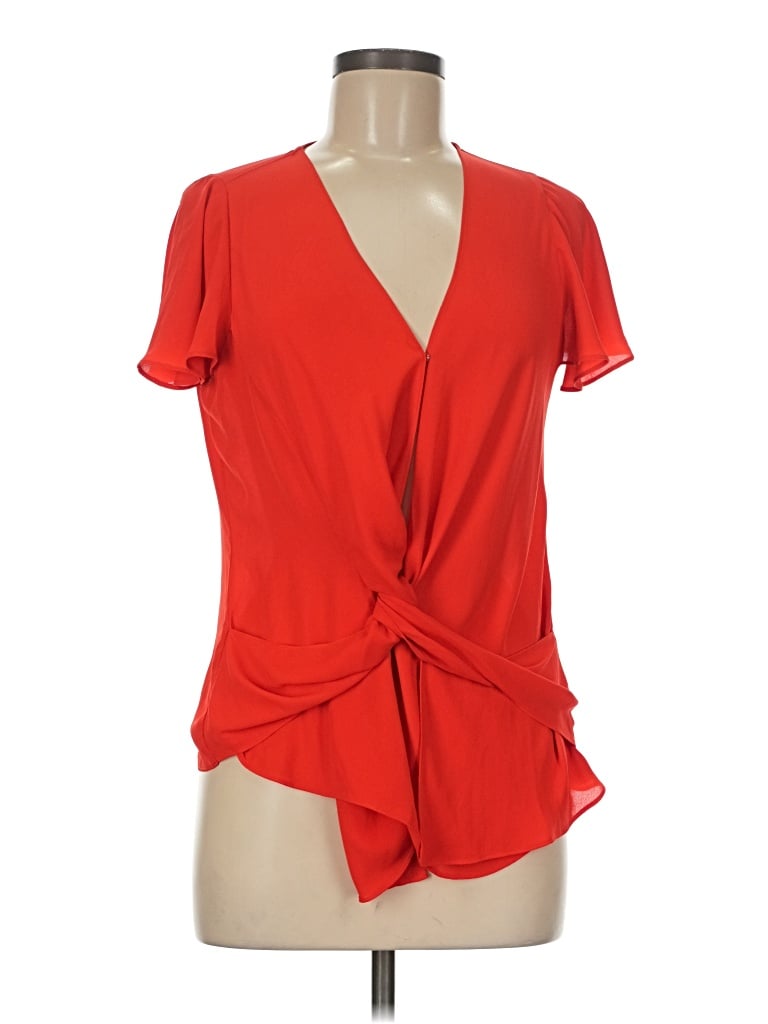 Pre-owned Trouve Short Sleeve Top Red Plunge Neckline Tops