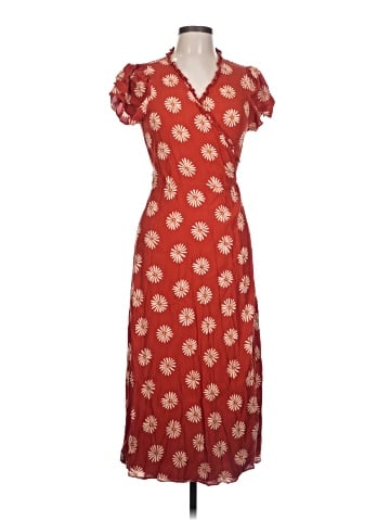 Madewell Ruffle-Edge Wrap Midi Dress in Daisy Daydream (view 1)