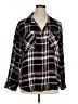 Sanctuary 100% Rayon Plaid Black Long Sleeve Button-Down Shirt Size XL - photo 1