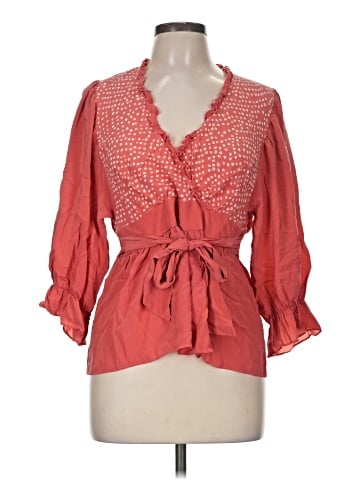 BCBGMAXAZRIA 3/4 Sleeve Silk Top (view 1)