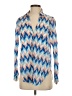 Roberta Roller Rabbit 100% Cotton Chevron-herringbone Blue Long Sleeve Blouse Size XS - photo 5