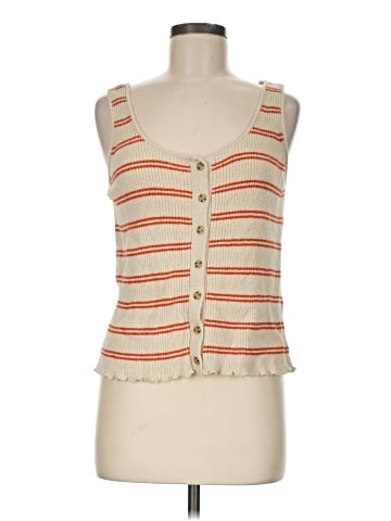 Madewell Kingston Button-Front Sweater Tank in Stripe (view 1)