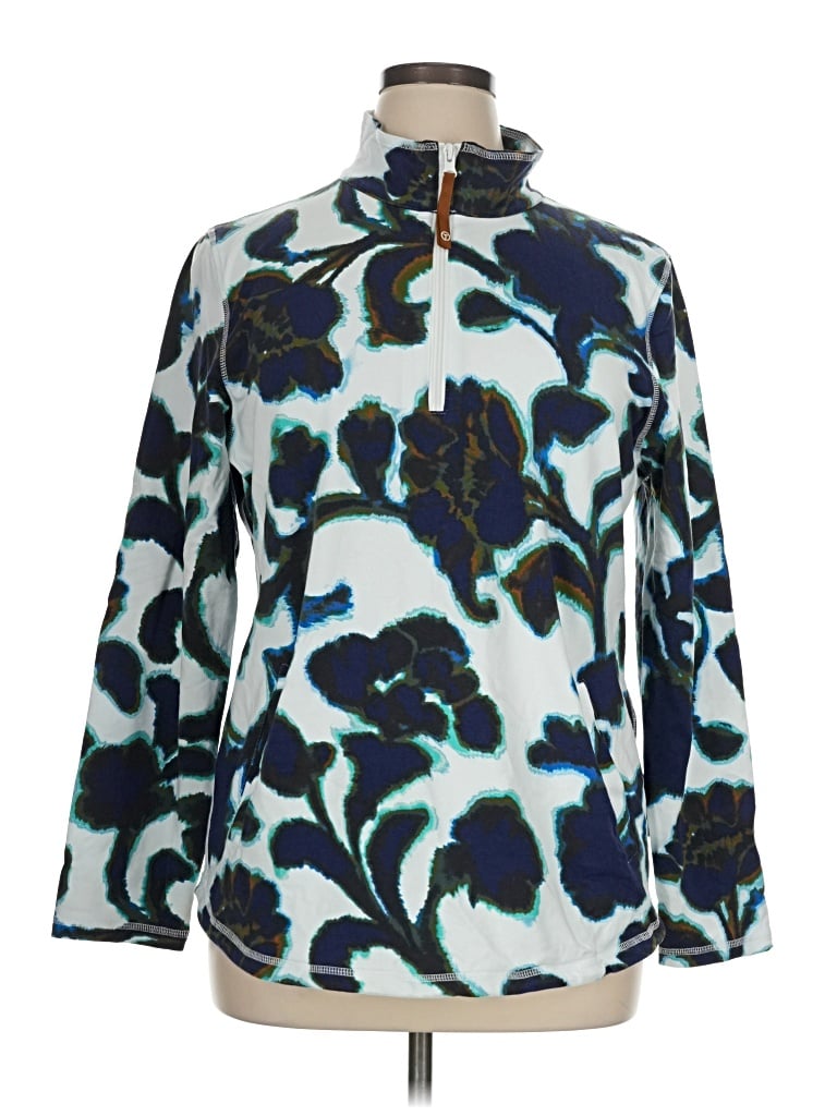 Pre-owned T By Talbots Long Sleeve Blouse In Blue