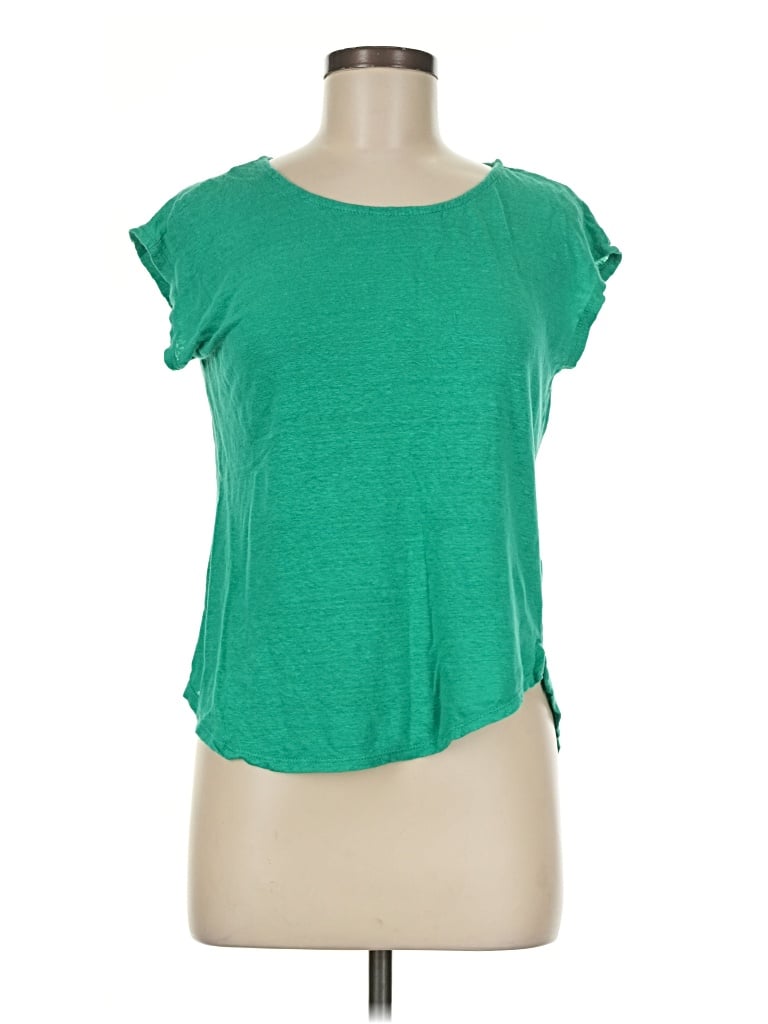 Pre-owned Sigrid Olsen Short Sleeve Top Green Scoop Neck Tops