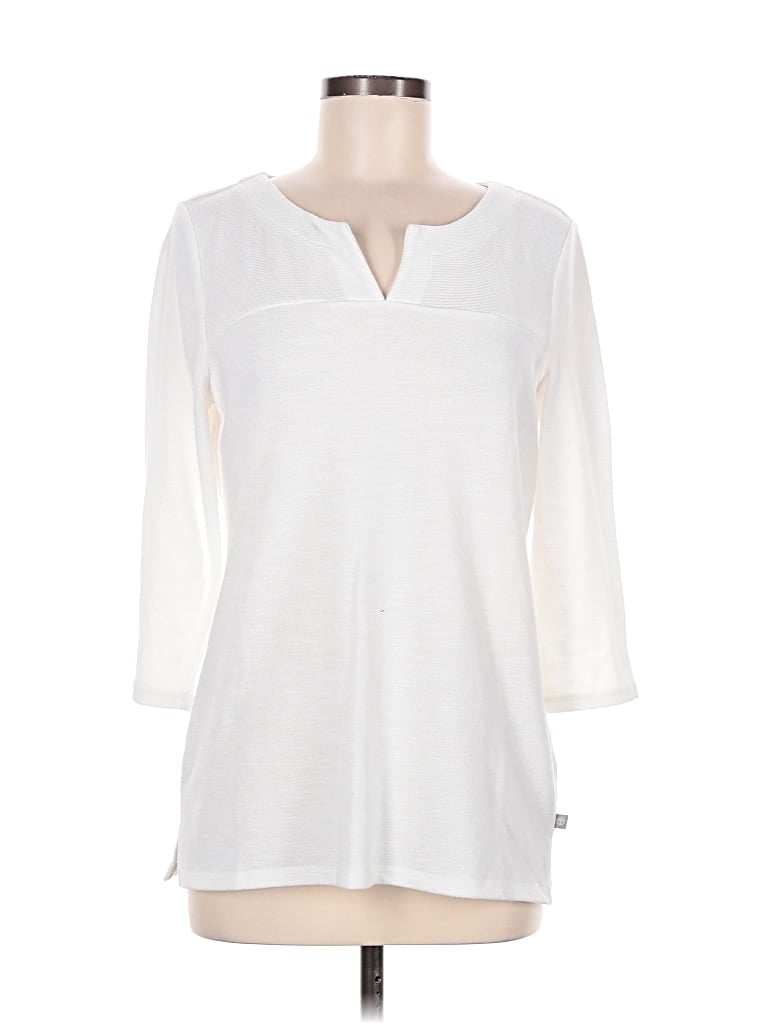 Pre-owned T By Talbots 3/4 Sleeve Top White Keyhole Neckline Tops