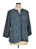 Jachs Girlfriend 100% Polyester Blue 3/4 Sleeve Blouse Size XL - photo 1