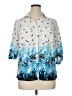 Kim Rogers 100% Polyester Print Blue 3/4 Sleeve Blouse Size 1X - photo 1