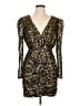 Aqua 100% Polyester Animal Print Gold Cocktail Dress Size L - photo 1