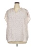 Bobeau 100% Polyester Stars Ivory Short Sleeve Blouse Size 2X - photo 1