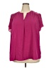 Monday Fun 100% Polyester Pink Short Sleeve Blouse Size 2X - photo 1