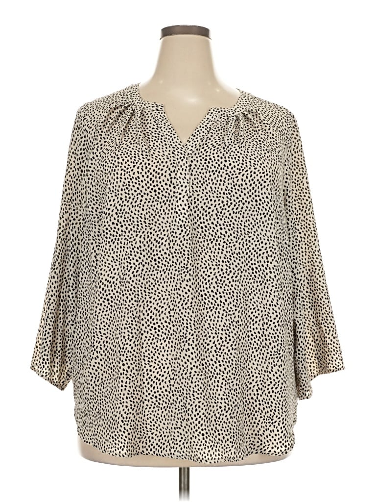 Pre-owned 41hawthorn 3/4 Sleeve Blouse In Tan