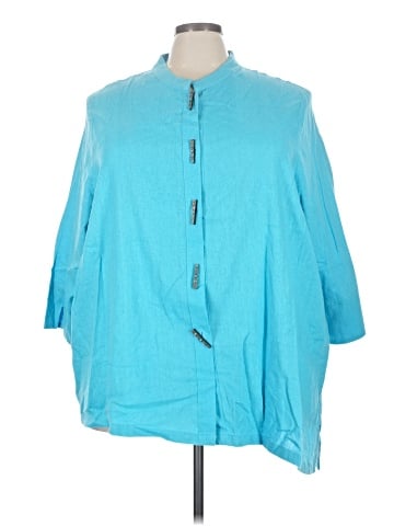 Ulla Popken 3/4 Sleeve Button-Down Shirt (view 1)