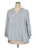 Monday Fun 100% Rayon Blue 3/4 Sleeve Blouse Size 2X - photo 1