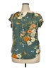 Fun2Fun Floral Teal Short Sleeve Blouse Size XXL - photo 1
