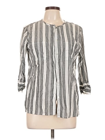Lizwear by Liz Claiborne 3/4 Sleeve Button-Down Shirt (view 1)