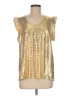 Cotton Bleu Metallic Gold Short Sleeve Top Size M - photo 1