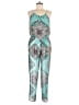 Sweet Storm 100% Polyester Graphic Teal Jumpsuit Size S - photo 1