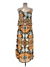 H&M 100% Polyester Print Orange Casual Dress Size 8 - photo 1