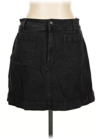 Madewell Stretch Denim A-line Mini Skirt in Black Frost (view 1)