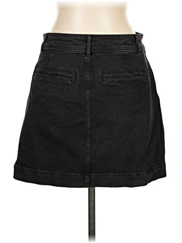 Madewell Stretch Denim A-line Mini Skirt in Black Frost (view 2)