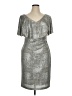 Connected Apparel Metallic Silver Cocktail Dress Size 14 - photo 1
