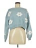 Luna Ivy Floral Blue Pullover Sweater Size M - photo 1