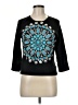 Michael Simon Solid Aztec Or Tribal Print Color Block Floral Graphic Black Silk Cardigan Size M - photo 1